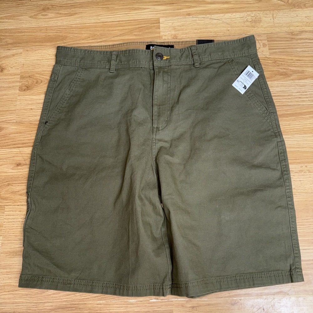 Caterpillar Stretch Canvas Carpenter‎ Shorts Mens 36 Dusty Olive Summer NWT